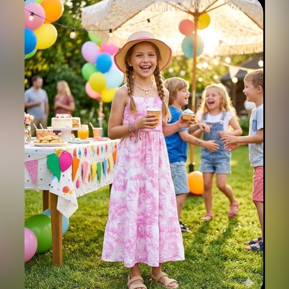 32 Degrees Cool Youth Girls Smocked Maxi Dress Size Med 10/12